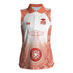 Aussie Nurse RN 2026 Personalised Women Sleeveless Polo Shirt Red Aboriginal Art Pattern Cultural Pride