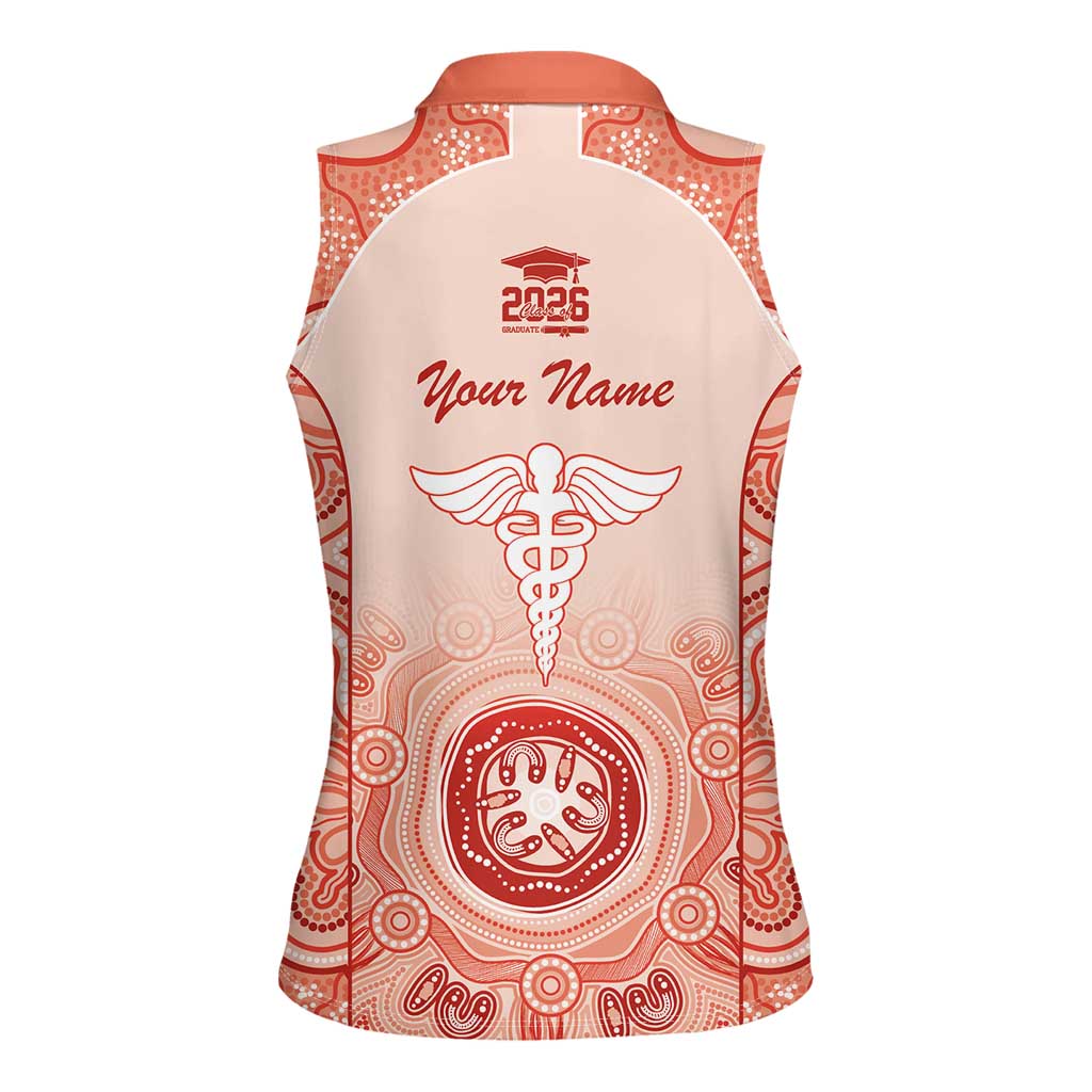 Aussie Nurse RN 2026 Personalised Women Sleeveless Polo Shirt Red Aboriginal Art Pattern Cultural Pride