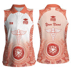 Aussie Nurse RN 2026 Personalised Women Sleeveless Polo Shirt Red Aboriginal Art Pattern Cultural Pride
