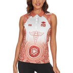 Aussie Nurse RN 2026 Personalised Women Sleeveless Polo Shirt Red Aboriginal Art Pattern Cultural Pride