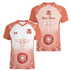 Aussie Nurse RN 2026 Personalised Women V-Neck T-Shirt Red Aboriginal Art Pattern Cultural Pride