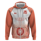 Aussie Nurse RN 2026 Personalised Zip Hoodie Red Aboriginal Art Pattern Cultural Pride
