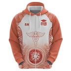 Aussie Nurse RN 2026 Personalised Zip Hoodie Red Aboriginal Art Pattern Cultural Pride