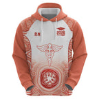 Aussie Nurse RN 2026 Personalised Zip Hoodie Red Aboriginal Art Pattern Cultural Pride