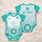 Aussie Nurse RN 2026 Personalised Baby Onesie Turquoise Aboriginal Art Pattern Cultural Pride