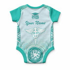 Aussie Nurse RN 2026 Personalised Baby Onesie Turquoise Aboriginal Art Pattern Cultural Pride