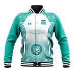 Aussie Nurse RN 2026 Personalised Baseball Jacket Turquoise Aboriginal Art Pattern Cultural Pride