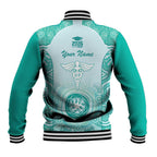 Aussie Nurse RN 2026 Personalised Baseball Jacket Turquoise Aboriginal Art Pattern Cultural Pride