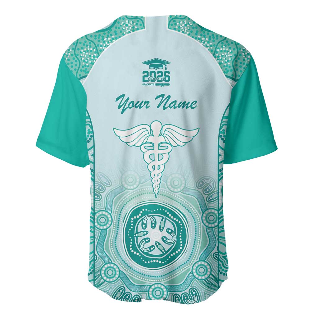 Aussie Nurse RN 2026 Personalised Baseball Jersey Turquoise Aboriginal Art Pattern Cultural Pride