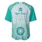 Aussie Nurse RN 2026 Personalised Baseball Jersey Turquoise Aboriginal Art Pattern Cultural Pride