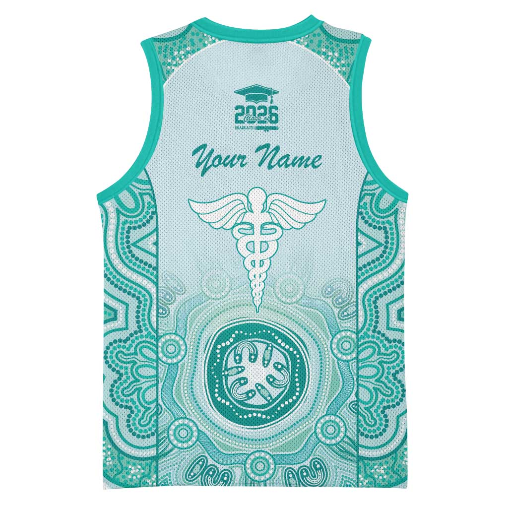 Aussie Nurse RN 2026 Personalised Basketball Jersey Turquoise Aboriginal Art Pattern Cultural Pride