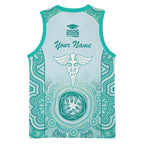 Aussie Nurse RN 2026 Personalised Basketball Jersey Turquoise Aboriginal Art Pattern Cultural Pride