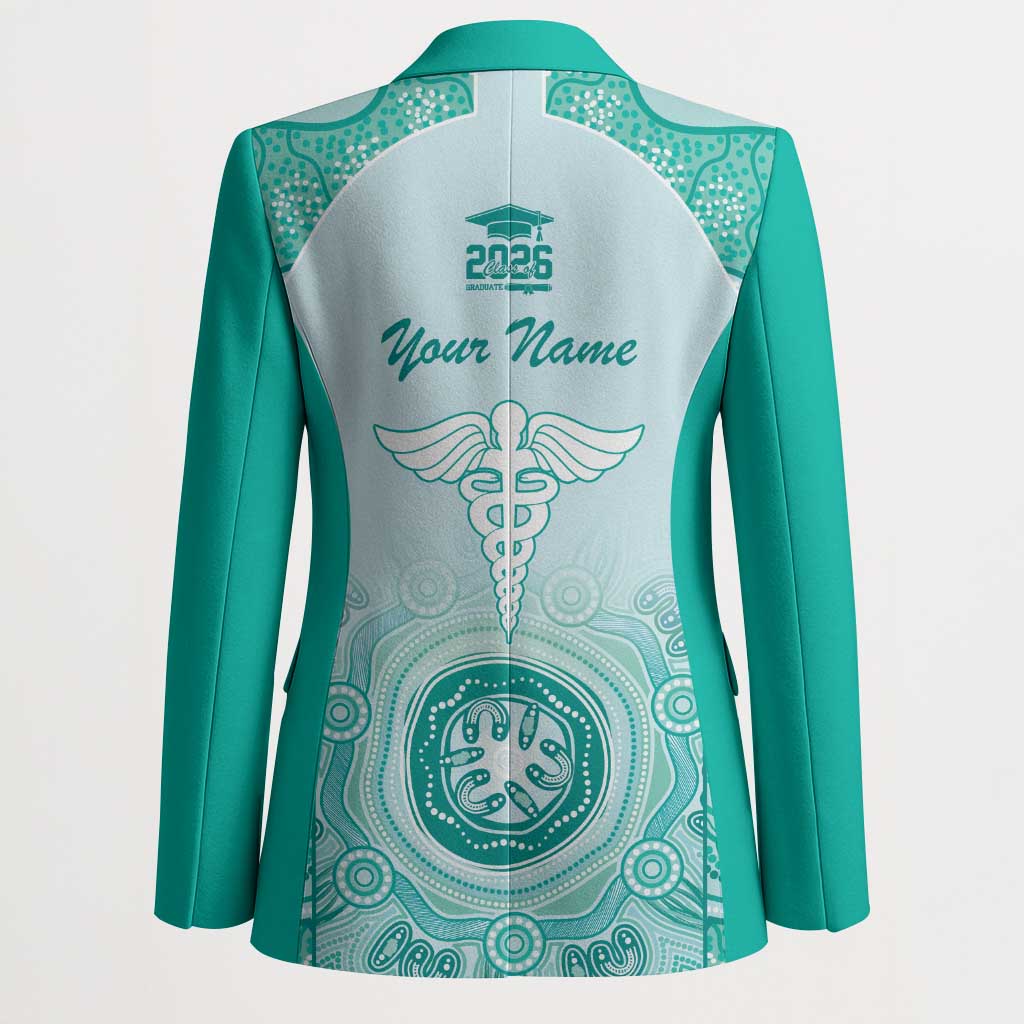 Aussie Nurse RN 2026 Personalised Blazer Turquoise Aboriginal Art Pattern Cultural Pride