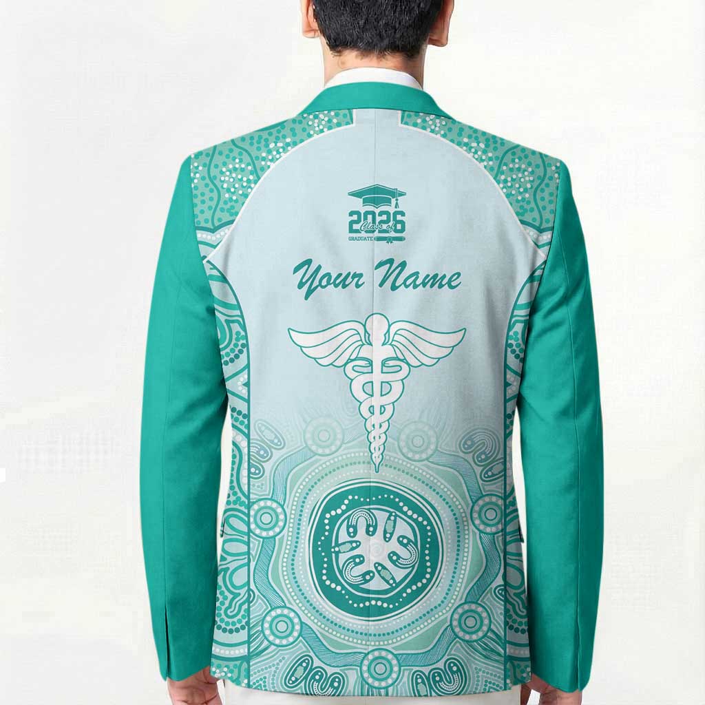 Aussie Nurse RN 2026 Personalised Blazer Turquoise Aboriginal Art Pattern Cultural Pride