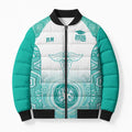 Aussie Nurse RN 2026 Personalised Bomber Puffer Jacket Turquoise Aboriginal Art Pattern Cultural Pride