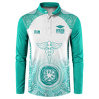 Aussie Nurse RN 2026 Personalised Button Sweatshirt Turquoise Aboriginal Art Pattern Cultural Pride
