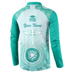 Aussie Nurse RN 2026 Personalised Button Sweatshirt Turquoise Aboriginal Art Pattern Cultural Pride