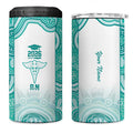 Aussie Nurse RN 2026 Personalised 4 in 1 Can Cooler Tumbler Turquoise Aboriginal Art Pattern Cultural Pride