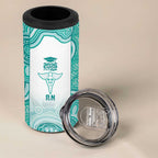 Aussie Nurse RN 2026 Personalised 4 in 1 Can Cooler Tumbler Turquoise Aboriginal Art Pattern Cultural Pride