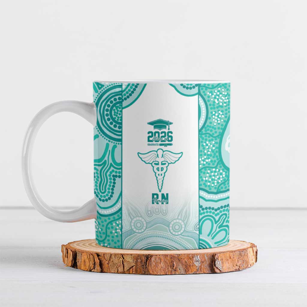 Aussie Nurse RN 2026 Personalised Ceramic Mug Turquoise Aboriginal Art Pattern Cultural Pride