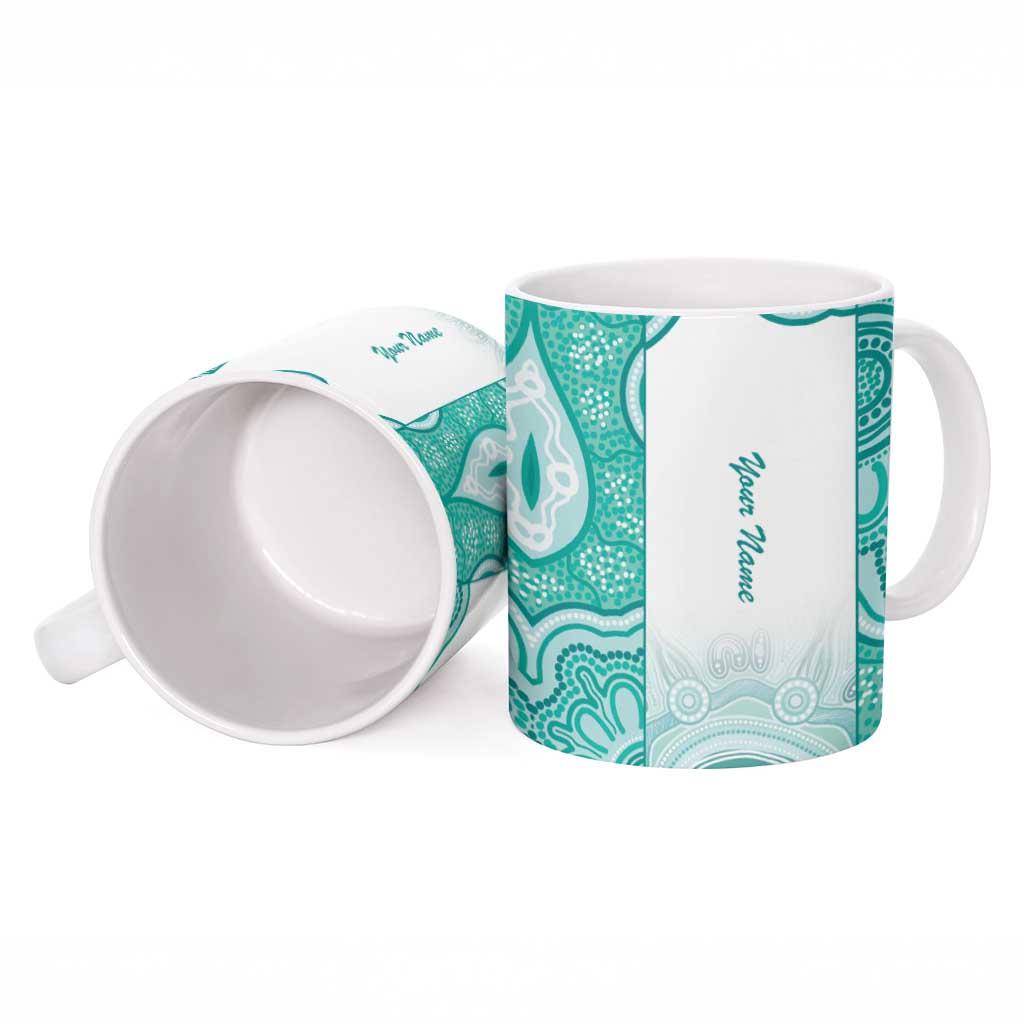 Aussie Nurse RN 2026 Personalised Ceramic Mug Turquoise Aboriginal Art Pattern Cultural Pride