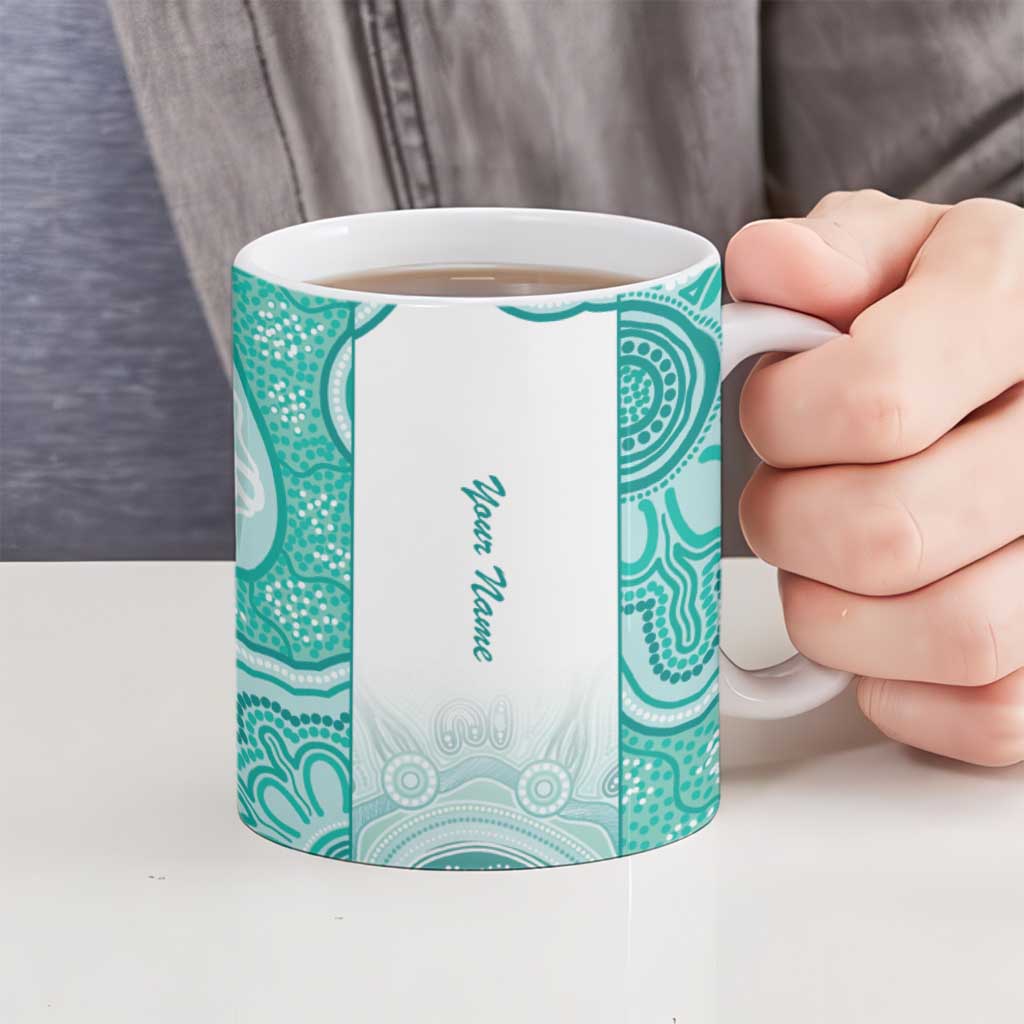 Aussie Nurse RN 2026 Personalised Ceramic Mug Turquoise Aboriginal Art Pattern Cultural Pride