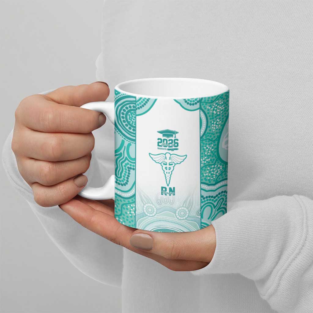 Aussie Nurse RN 2026 Personalised Ceramic Mug Turquoise Aboriginal Art Pattern Cultural Pride