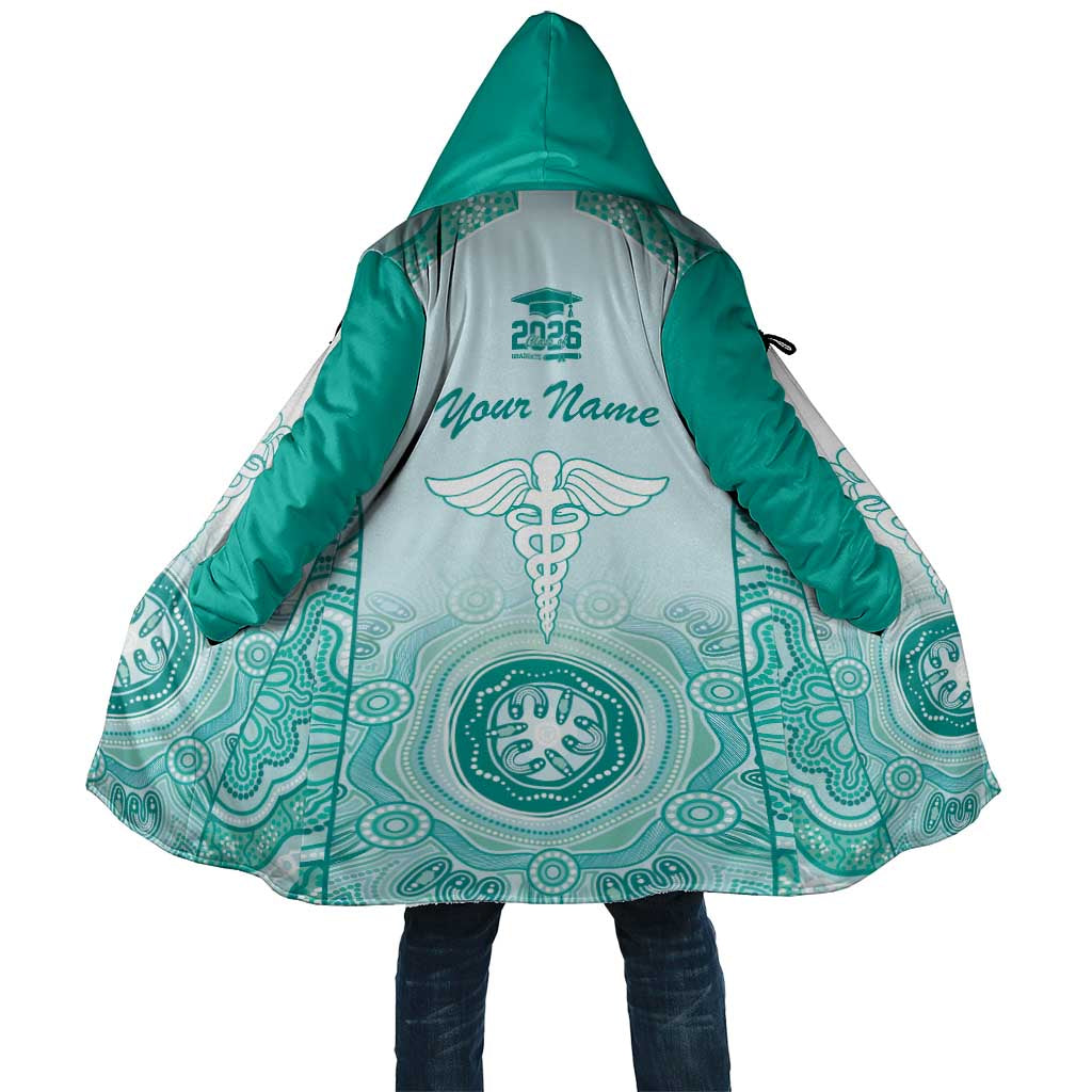 Aussie Nurse RN 2026 Personalised Cloak Turquoise Aboriginal Art Pattern Cultural Pride