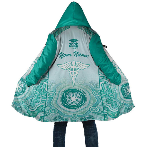 Aussie Nurse RN 2026 Personalised Cloak Turquoise Aboriginal Art Pattern Cultural Pride