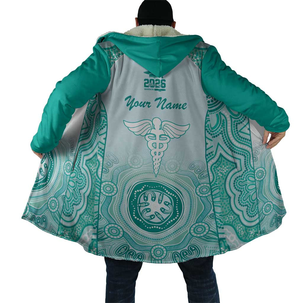 Aussie Nurse RN 2026 Personalised Cloak Turquoise Aboriginal Art Pattern Cultural Pride