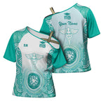 Aussie Nurse RN 2026 Personalised Cross Shoulder Shirt Turquoise Aboriginal Art Pattern Cultural Pride