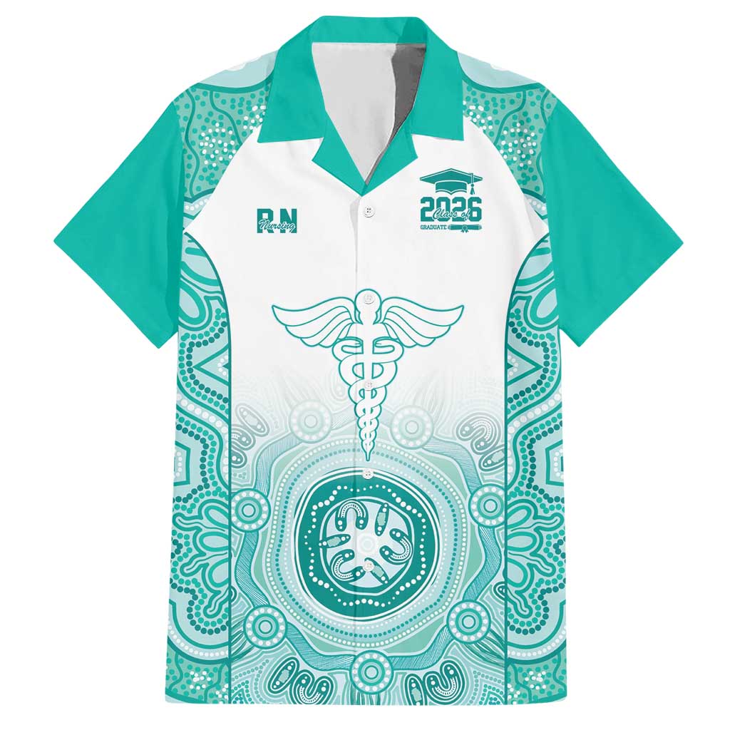 Aussie Nurse RN 2026 Personalised Hawaiian Shirt Turquoise Aboriginal Art Pattern Cultural Pride