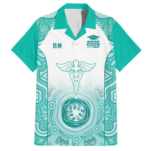 Aussie Nurse RN 2026 Personalised Hawaiian Shirt Turquoise Aboriginal Art Pattern Cultural Pride