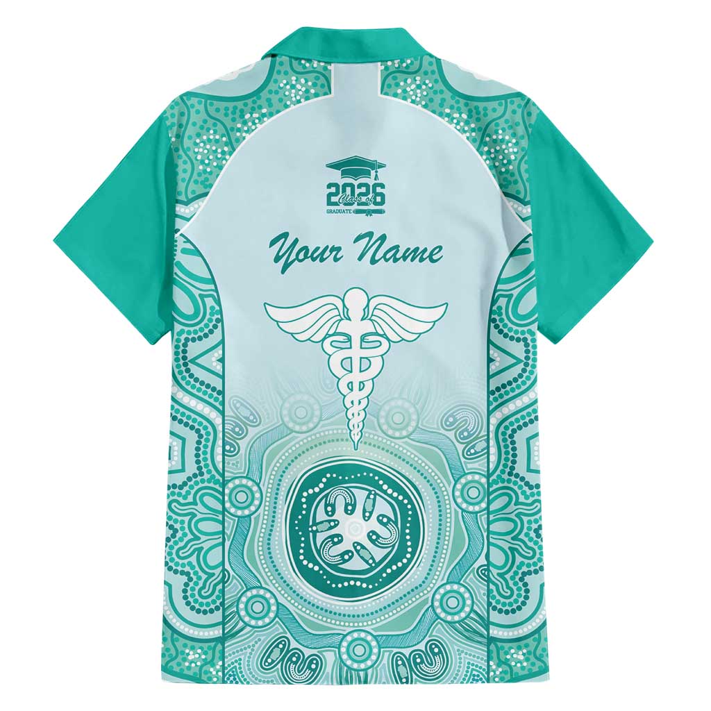 Aussie Nurse RN 2026 Personalised Hawaiian Shirt Turquoise Aboriginal Art Pattern Cultural Pride