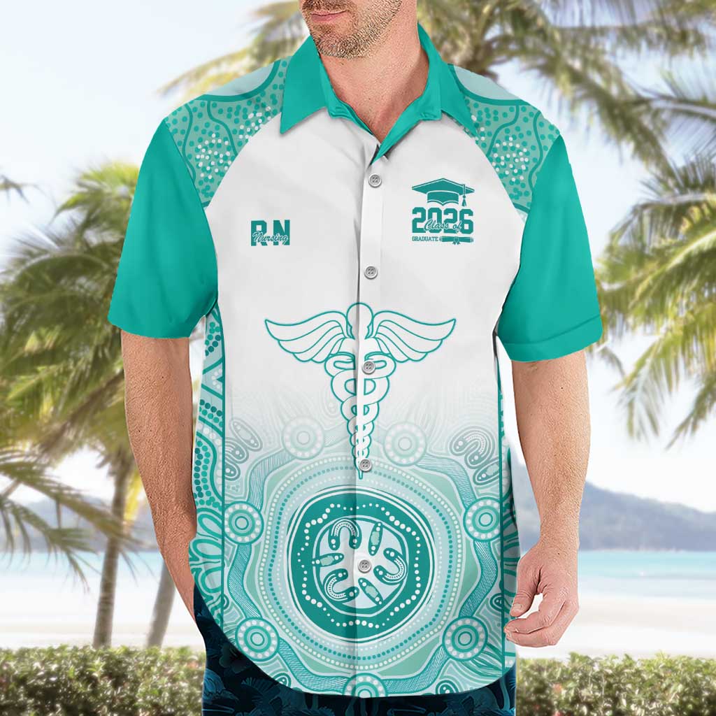 Aussie Nurse RN 2026 Personalised Hawaiian Shirt Turquoise Aboriginal Art Pattern Cultural Pride