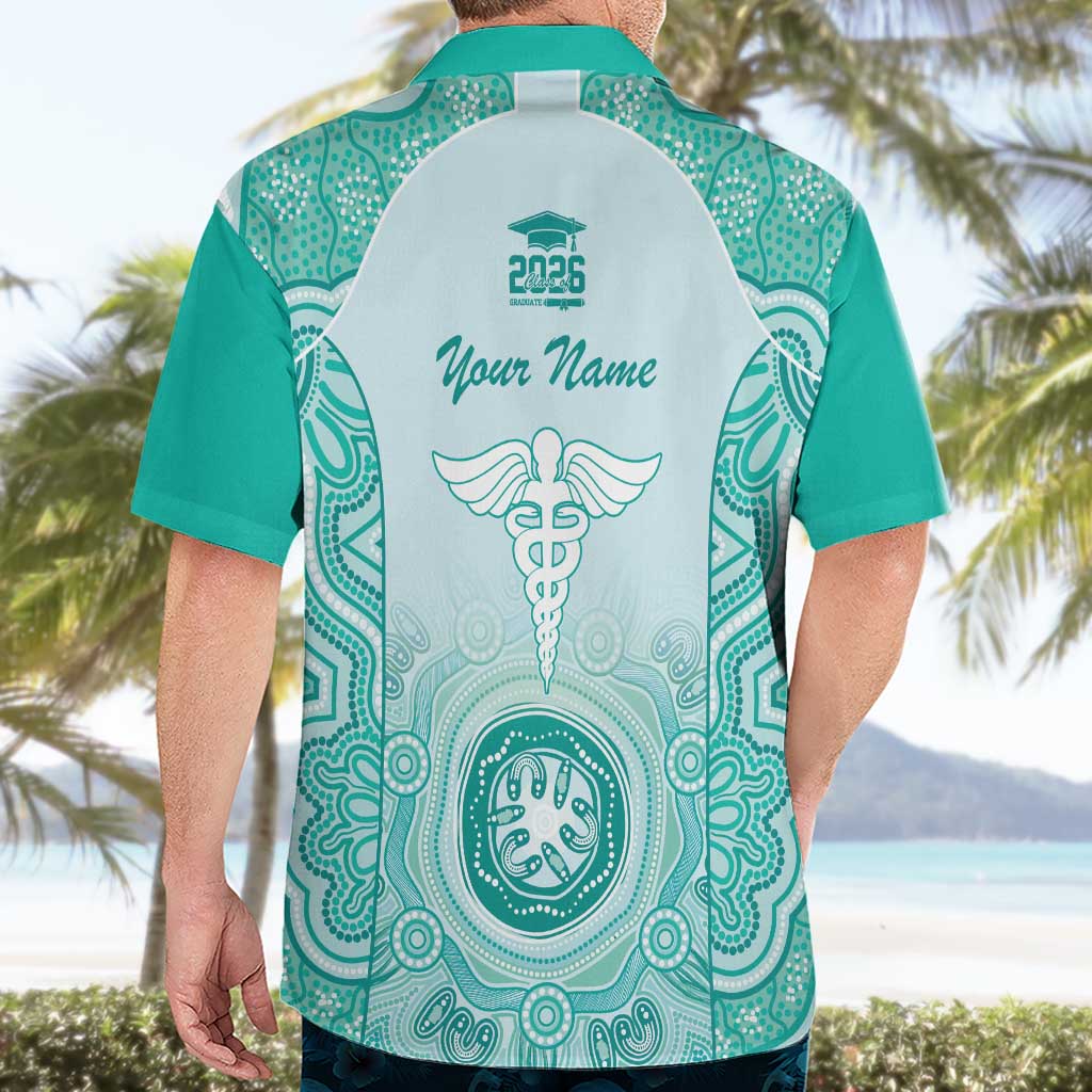 Aussie Nurse RN 2026 Personalised Hawaiian Shirt Turquoise Aboriginal Art Pattern Cultural Pride