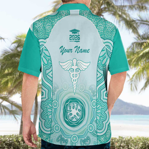 Aussie Nurse RN 2026 Personalised Hawaiian Shirt Turquoise Aboriginal Art Pattern Cultural Pride