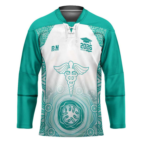 Aussie Nurse RN 2026 Personalised Hockey Jersey Turquoise Aboriginal Art Pattern Cultural Pride