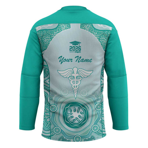Aussie Nurse RN 2026 Personalised Hockey Jersey Turquoise Aboriginal Art Pattern Cultural Pride