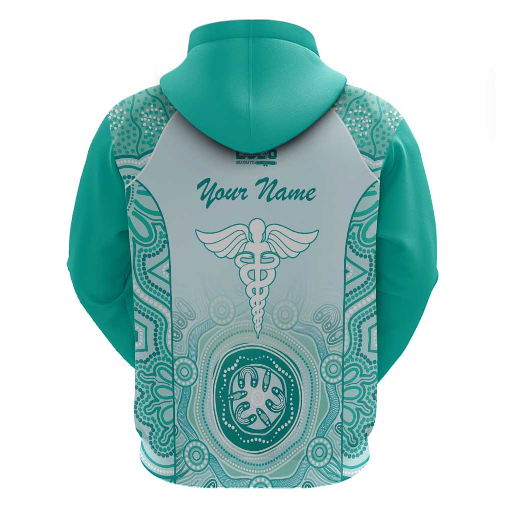 Aussie Nurse RN 2026 Personalised Hoodie Turquoise Aboriginal Art Pattern Cultural Pride