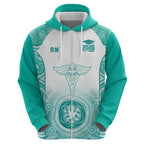 Aussie Nurse RN 2026 Personalised Hoodie Turquoise Aboriginal Art Pattern Cultural Pride