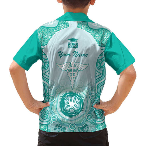 Aussie Nurse RN 2026 Personalised Kid Hawaiian Shirt Turquoise Aboriginal Art Pattern Cultural Pride