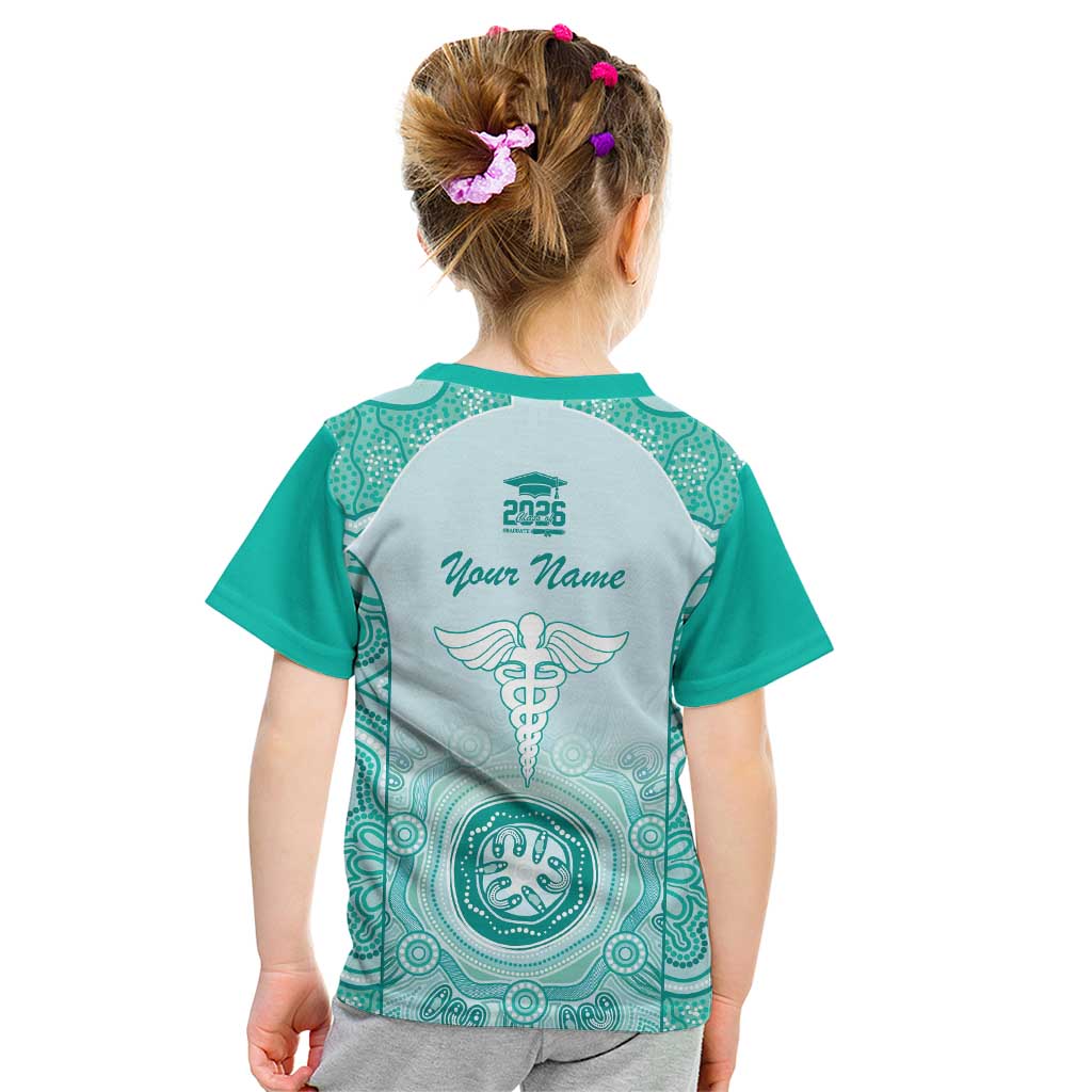 Aussie Nurse RN 2026 Personalised Kid T Shirt Turquoise Aboriginal Art Pattern Cultural Pride