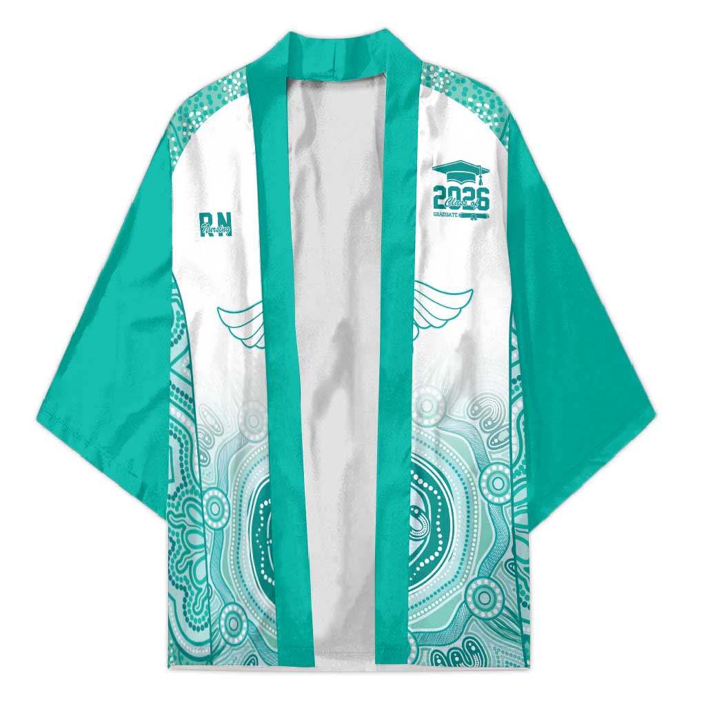 Aussie Nurse RN 2026 Personalised Kimono Turquoise Aboriginal Art Pattern Cultural Pride