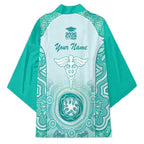 Aussie Nurse RN 2026 Personalised Kimono Turquoise Aboriginal Art Pattern Cultural Pride