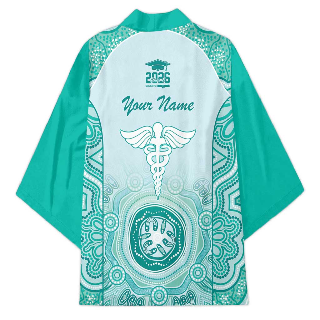 Aussie Nurse RN 2026 Personalised Kimono Turquoise Aboriginal Art Pattern Cultural Pride