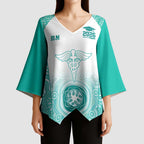 Aussie Nurse RN 2026 Personalised Kimono Sleeve Blouse Turquoise Aboriginal Art Pattern Cultural Pride