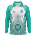Aussie Nurse RN 2026 Personalised Long Sleeve Polo Shirt Turquoise Aboriginal Art Pattern Cultural Pride