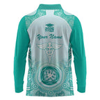 Aussie Nurse RN 2026 Personalised Long Sleeve Polo Shirt Turquoise Aboriginal Art Pattern Cultural Pride