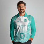 Aussie Nurse RN 2026 Personalised Long Sleeve Polo Shirt Turquoise Aboriginal Art Pattern Cultural Pride